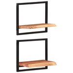 vidaXL Étagères murales 2 Pièces 40x24x35 cm Bois d'acacia et acier
