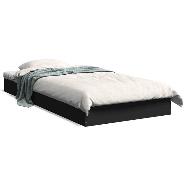 vidaXL Cadre de lit sans matelas noir 90x200 cm bois d'ingénierie