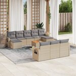 vidaXL Salon de jardin 11 Pièces avec coussins beige résine tressée