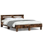 vidaXL Cadre de lit avec LED sans matelas chêne fumé 140x200 cm