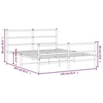 vidaXL Cadre de lit métal sans matelas et pied de lit blanc 150x200 cm