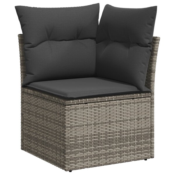 Ensemble de sofa de jardin de 9 pièces avec coussins gris poly rattan acacia