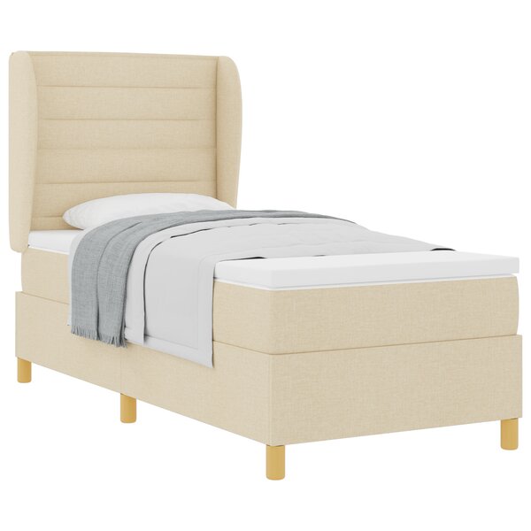 Lit à ressort avec matelas vidaXL en crème  100x200 cm  tissu