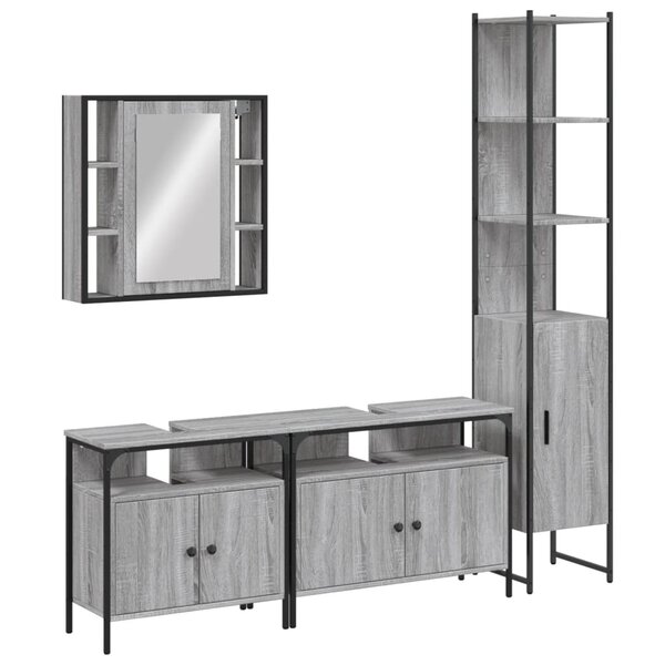 vidaXL Ensemble d'armoires de salle de bain 4 Pièces sonoma gris