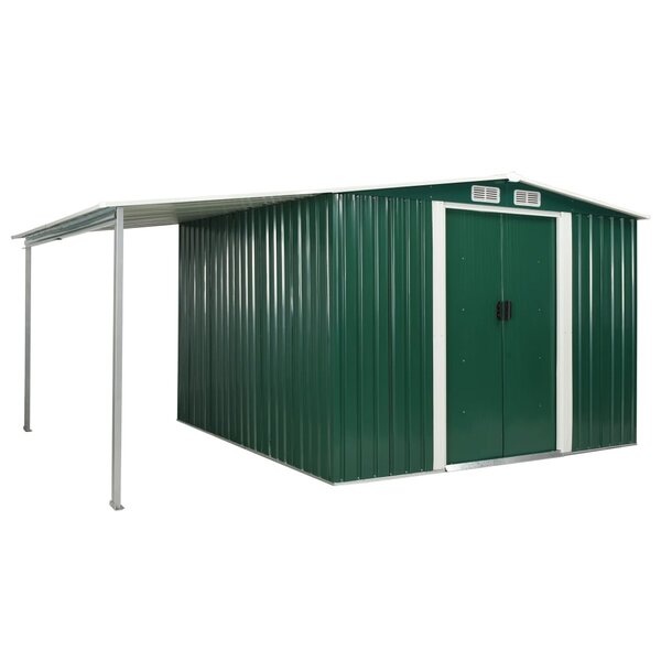 Vidaxl abri de jardin à portes coulissantes vert 386x259x178 cm acier