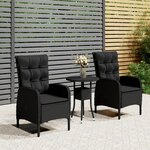 vidaXL Ensemble de bistro de jardin 3 Pièces Résine tressée Noir