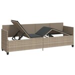 vidaXL Chaise longue avec coussins gris clair résine tressée