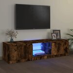 vidaXL Meuble TV avec lumières LED Chêne fumé 140x40x35 5 cm