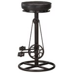 vidaXL Tabourets de bar lot de 2 noir cuir véritable de chèvre
