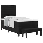 vidaXL Lit à ressorts avec matelas et banc noir 100x200 cm en tissu