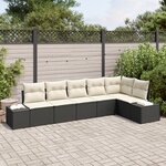 vidaXL Ensemble de Canapés de Jardin 6 Pièces avec Coussins Noir Rattan Poly