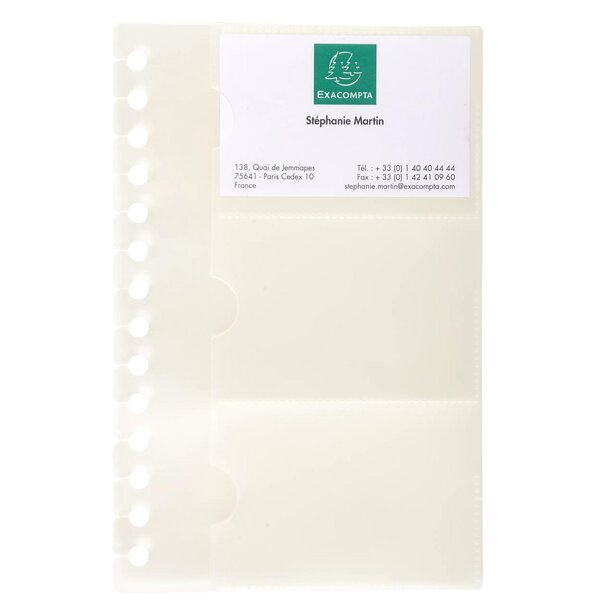 Recharge De 10 Pochettes Détachables Pour Porte Cartes De Visite Exactive® - 19x12 5cm - Cristal - X 5 - Exacompta