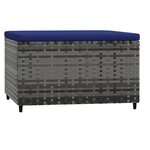 vidaXL Repose-pied de jardin avec coussin Gris Résine tressée
