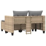 vidaXL Canapé de jardin 2 places avec tabourets beige résine tressée