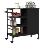 vidaXL Chariot de cuisine noir 87 5x38 5x84 5 cm bois d'ingénierie