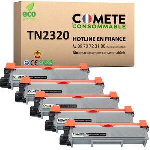 TN2320 - Pack de 5 Toners Compatibles avec Brother  TN2320 - Entreprise française