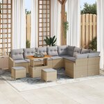 Ensemble de Canapé de Jardin vidaXL 12 pièces avec Coussins Beige Rotin