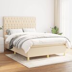 vidaXL Sommier à lattes de lit avec matelas Crème 140x190 cm Tissu