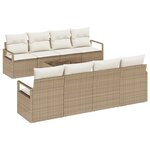 Ensemble de Canapé de Jardin 9 Pièces avec Coussins Beige en Rattan Poly