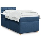 vidaXL Sommier à lattes de lit avec matelas Bleu 90x190 cm Tissu