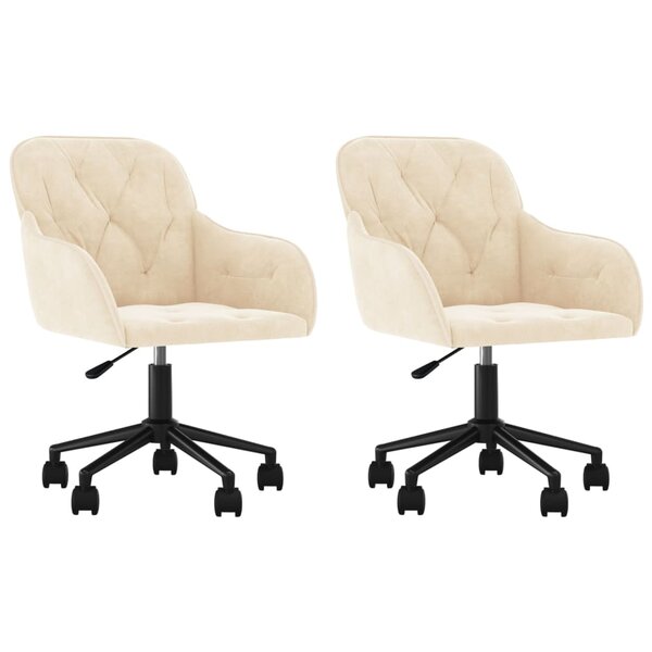 vidaXL Chaises pivotantes à manger lot de 2 Crème Velours