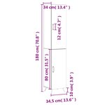 vidaXL Buffet haut Sonoma gris 34 5x34x180 cm Bois d'ingénierie