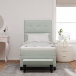 vidaXL Lit à ressorts avec matelas et banc gris clair 90x200 cm velours