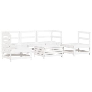 vidaXL Salon de jardin 6 Pièces blanc bois de pin massif