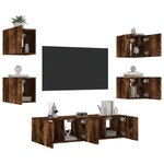 vidaXL Unités murales TV avec LED 6 Pièces chêne fumé bois d'ingénierie