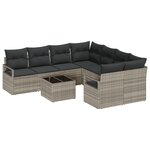 Ensemble de Canapé de Jardin de 9 Pièces vidaXL avec Coussins Gris Clair Poly Rattan