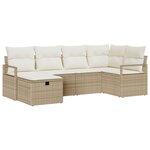 Ensemble de canapé de jardin 6 pièces avec coussins en poly rattan beige