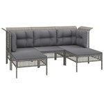 Salon de jardin meuble d'extérieur ensemble de mobilier 9 pièces avec coussins gris résine tressée 02_0018031
