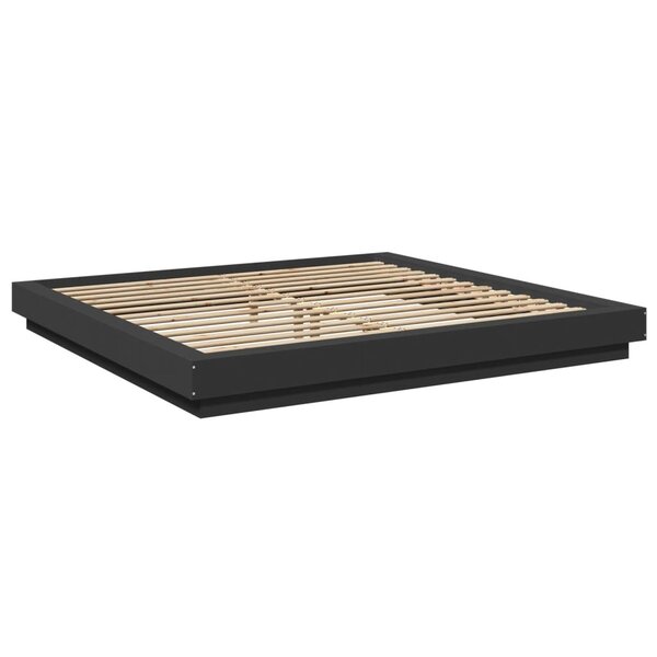 vidaXL Cadre de lit avec lumières LED noir 180x200 cm bois ingénierie