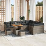 vidaXL Ensemble de canapé de jardin de 12 pièces avec coussins gris en poly rotin