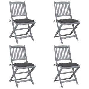 vidaXL Chaises pliables d'extérieur lot de 4 et coussins Bois d'acacia