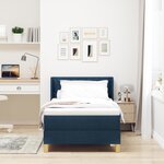 Lit Box Spring vidaXL avec Matelas Bleu 100x200 cm Tissu