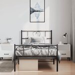 vidaXL Cadre de lit métal sans matelas et pied de lit noir 100x200 cm
