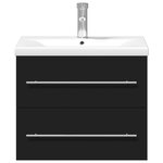 vidaXL Armoire lavabo de salle de bain avec bassin intégré noir