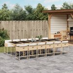 vidaXL Ensemble à manger de jardin et coussins 13 Pièces beige