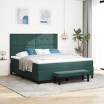 vidaXL Lit à Ressorts avec Matelas & Banc Vert Foncé 180x200 cm Velours