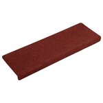 vidaXL Tapis d'escalier 15 Pièces Tissu aiguilleté 65x21x4 cm Rouge