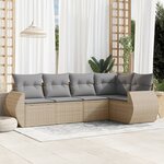 vidaXL Salon de jardin avec coussins 5 Pièces beige résine tressée