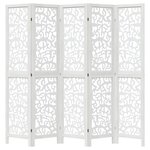 vidaXL Cloison de séparation 5 panneaux blanc bois de paulownia massif