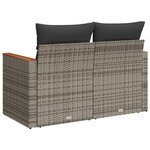 vidaXL Canapé de jardin 2 places avec coussins gris résine tressée