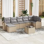 vidaXL Ensemble de canapé de jardin de 8 pièces avec coussins vitaXL en rotin noir