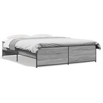 vidaXL Cadre de lit sonoma gris 160x200 cm bois d'ingénierie et métal