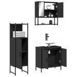 vidaXL Ensemble de meubles salle de bain 3 Pièces noir bois d'ingénierie