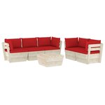 Salon de jardin meuble d'extérieur ensemble de mobilier palette 6 pièces avec coussins épicéa imprégné 02_0018445