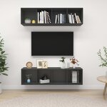 vidaXL Meubles TV muraux 2 Pièces Gris Bois d'ingénierie