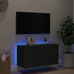 vidaXL Meuble TV mural avec lumières LED noir 80x35x41 cm